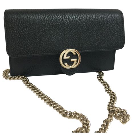 black Gucci wallet on chain